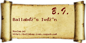 Ballabás Iván névjegykártya