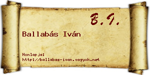 Ballabás Iván névjegykártya